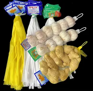 Emballage de sac de maille d'ail, poly sacs en filet pour ail