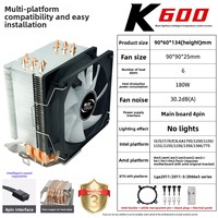 Refroidisseur de processeur K-Card K600 avec dissipateur thermique en cuivre-aluminium, roulement fluide de 9 cm, ventilateur silencieux 18dba, 1150/1700 12e génération pour X99/2011