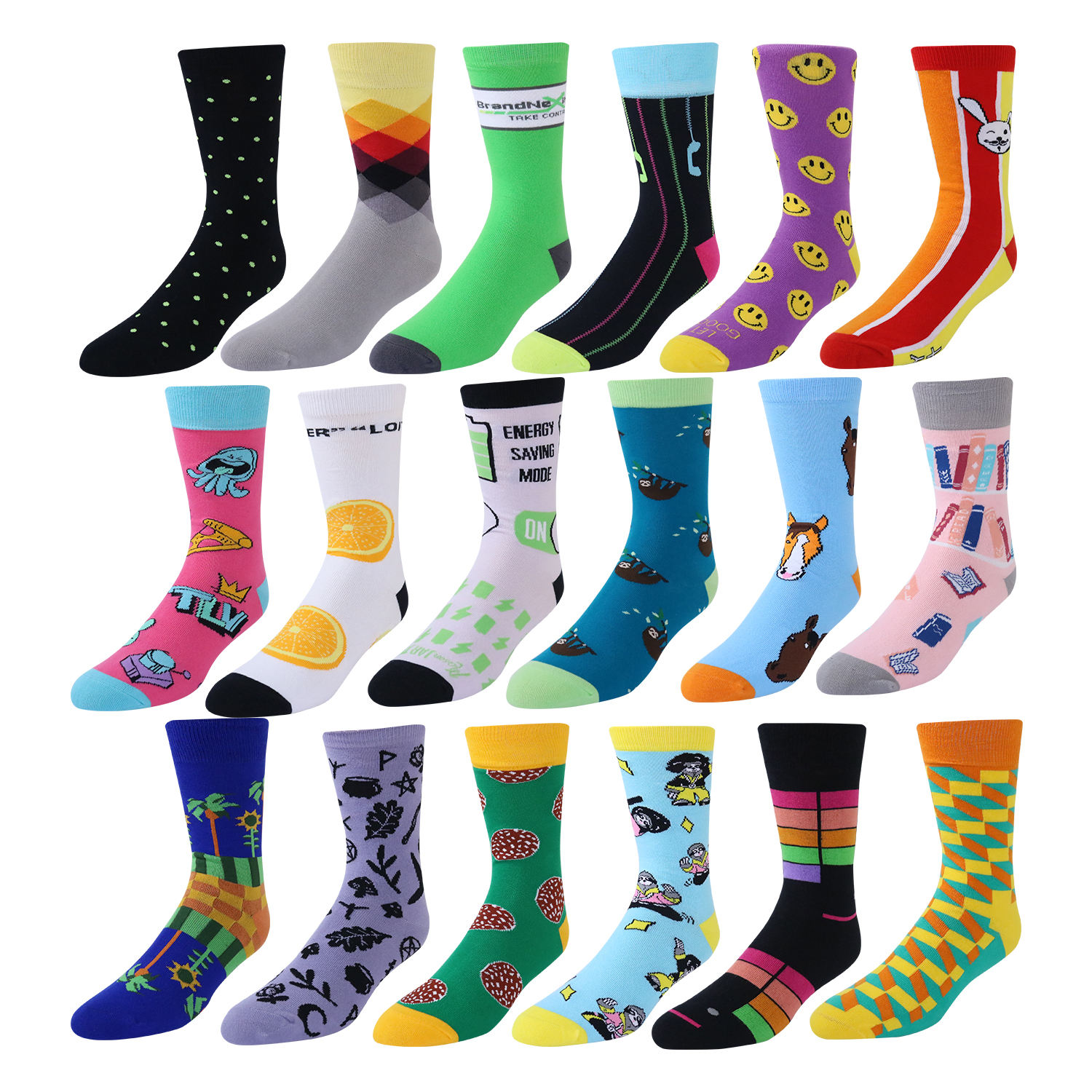 Wholesale Custom logo High Quality Colorful Funny Crew Cotton Men Socks