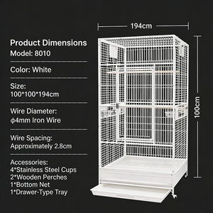 <span class=keywords><strong>Cage</strong></span> à oiseaux <span class=keywords><strong>extra</strong></span>-<span class=keywords><strong>large</strong></span> écologique quatre saisons blanche avec structure en fer pour oiseaux de compagnie - Fabricant OEM/Petsloyal - Product Image 5