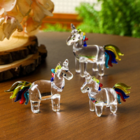 Figurines d'animaux en verre faites à la main, ornement en verre licorne arc-en-ciel, figurine de cheval miniature mignonne, décoration de table de bureau à domicile, cadeau