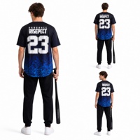 T-shirt de baseball sublimé à manches courtes, col en V, léger, respirant, ourlet incurvé asymétrique, logo personnalisé pour homme