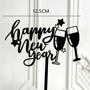 Decorazione per <span class=keywords><strong>Torta</strong></span> in Acrilico 'Felice Anno Nuovo', Calice di Vino 'Cinque Anni di Felicità', Decorazione per <span class=keywords><strong>Torta</strong></span> di Capodanno, Accessori per Feste - Product Image 5