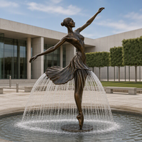 Fontaine décorée élégamment avec une statue de femme dansante en bronze, disponible pour la personnalisation et la vente