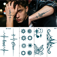 Stiker Tato Temporer RTS Waterless Blue Rose Love Desain Tulang Selangka untuk Pesta