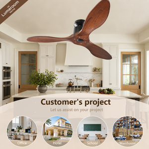 Mid Century Modern 42 Inch <b>Ceiling</b> <b>Fan</b> Without Light Wood Blade 3 Blade Design Quiet Motor <b>Remote</b> <b>Control</b> for Home - Product Image 4