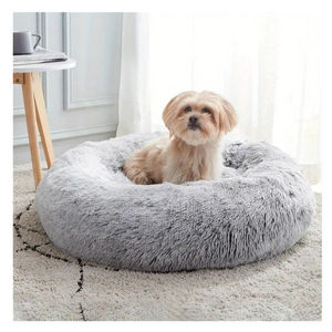 Wholesale Faux Fur Calming Dog Bed for Small Medium Large Pets Self Warming Cat Bed Winter Donut Cuddler Round Warm Pet Bed - Product Image 1