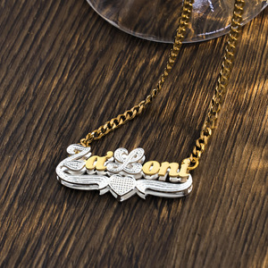 <span class=keywords><strong>Targhetta</strong></span> 3D <span class=keywords><strong>collana</strong></span> di due colori per le donne personalizzato doppio strato collane <span class=keywords><strong>con</strong></span> cuore <span class=keywords><strong>collana</strong></span> gioielli - Product Image 3