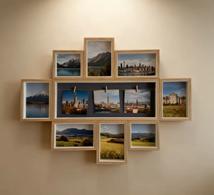 Wooden 11 Opening Picture <b>Frame</b> FOR Collage Memories and Family Photos <b>with</b> 3 clips - Product Image 3