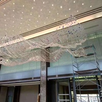 Lustre de plafond en verre sur mesure, grand modèle, pour escalier, hall, restaurant, design moderne et luxueux