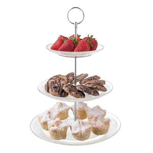 Plato de servir fruta <span class=keywords><strong>tapas</strong></span> al por mayor personalizado <span class=keywords><strong>restaurante</strong></span> banquete boda fiesta aperitivo plato de 3 niveles con soporte de plata - Product Image 6