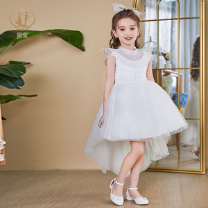 NIMBLE Verano 3-12 años Blanco Lentejuelas Flor Niñas Vestidos Niños <span class=keywords><strong>Ropa</strong></span> de fiesta de noche Vestido de bautizo de <span class=keywords><strong>primera</strong></span> comunión - Product Image 1