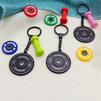 Mini haltère personnalisé designer affaires enduit haltère caoutchouc béton poids plaque vie fitness haltère ensemble porte-clés