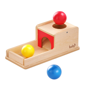 ของเล่นไม้มอนเตสซอรี่สำหรับเด็กทารก <span class=keywords><strong>0</strong></span>-<span class=keywords><strong>1</strong></span> <span class=keywords><strong>ปี</strong></span> ฝึกการรับรู้ความคงทนของวัตถุ กล่องใส่ลูกบอล 3 ลูก - Product Image 1