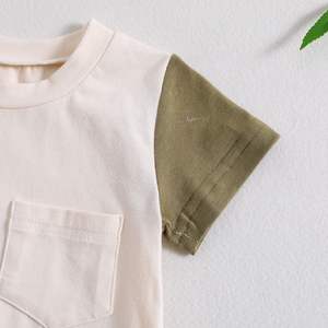 夏用カジュアルボタン留めユニセックス新生児ベビーロンパース半袖無地コットンロンパースODM - Product Image 4