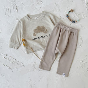 ชุดเสื้อผ้าสองชิ้นปักลายครัวซองต์สไตล์เกาหลีเสื้อแขนยาวลำลองสำหรับฤดูใบไม้ผลิฤดูใบไม้ร่วง - Product Image 6