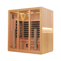 Sauna infrarouge lointain intérieur sec de luxe en bois massif contrôlé par wifi pour 4 personnes