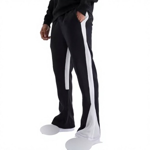 2026 Custom Logo Woolen Striped Sweats Wide Leg Sweatpants <b>Men</b> Graphic Track Pants Oversized Flared Casual 100% Cotton - Product Image 1