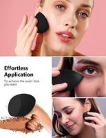 Éponge de maquillage lavable noire à succès en 2025, lot de 10 éponges de mélange, applicateur de fond de teint cosmétique de beauté, puff de mélange