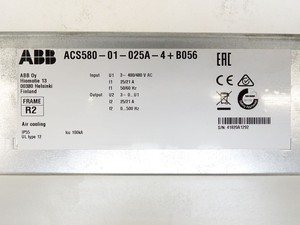 ความถี่25/21A 400/480V 10kW 0...500Hz ACS580-01-025A-4 + B056 ACS580ความถี่ PLC - Product Image 1