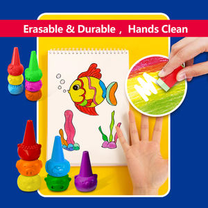 Brancacci子供の面白いギフトセット洗える動物の形のクレヨン指ワックスペン6色絵画用プラスチッククレヨン - Product Image 4