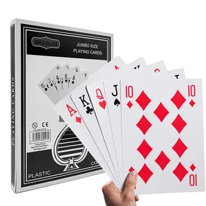 Atacado personalizado tamanho jumbo jogar cartas de alta qualidade plástico revestido jogo de cartas fornecedor