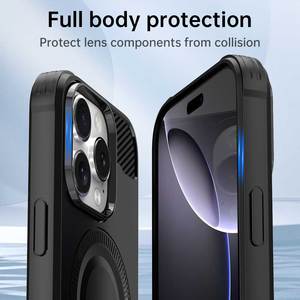 คาร์บอนไฟเบอร์แบบดูดแม่เหล็กสำหรับ <span class=keywords><strong>iPhone</strong></span> 16 PRO MAX 15 PLUS 14 Pro เคสป้องกันซิลิโคน TPU ของแท้กันกระแทก - Product Image 6