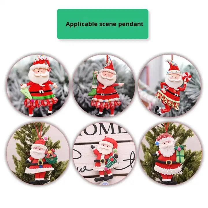 Soft Clay Santa Claus Christmas Tree Decorations Hanging Wall Door