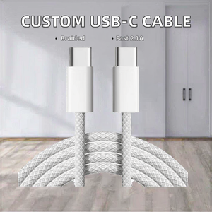 Câble de charge rapide en nylon tressé 1m 2m 60W avec logo personnalisé gratuit, compatible <span class=keywords><strong>iPhone</strong></span> 15 16 Pro, alliage d'aluminium - Product Image 2
