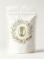 Herbruikbare staande witte kraftpapieren zak met gat voor pistachenoten, voedselverpakking en opslag van snacks voor gedroogd fruit