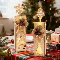 Décoration de Noël en bois avec LED, centre de table festif alimenté par piles