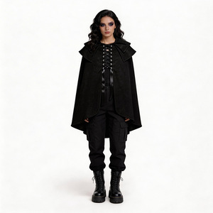 Cape gothique à lacets noire, costume de cosplay, Halloween, vampire, sorcier, chevalier, cape de jeu de rôle - Product Image 4