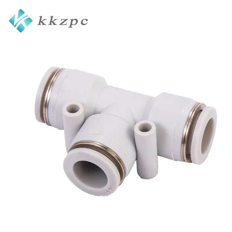 공압 PE 티 튜브 커넥터 파이프 피팅 KKZPC PE T형 3 방향