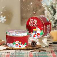 Boîte en métal ronde de Noël WeWood du Vietnam, vente en gros, personnalisable, pour biscuits et bonbons, emballage cadeau de fêtes