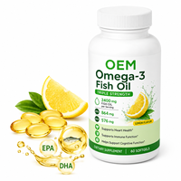 Gélules d'huile de poisson Oméga 3 saveur citron, marque privée OEM, soutien cognitif, marque blanche, qualité professionnelle, approvisionnement en vrac pour la vitalité