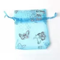 Noël cordon cadeau bijoux emballage papillon Organza sac pochette bijoux emballage sacs 7x9cm