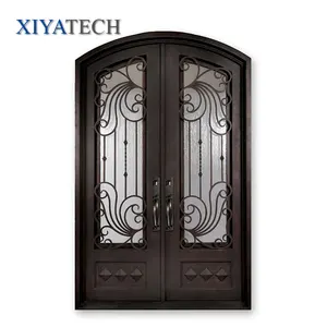 Vintage new custom wrought iron door with glass