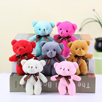 Porte-clés en peluche ours en peluche OEM personnalisé de 11 cm, porte-clés animal en peluche doux, breloque de sac en peluche courte, cadeau d'anniversaire