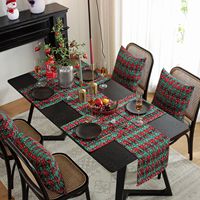 Chemin de table de Noël YINUAN à carreaux rouges et verts, motif flocon de neige, décoration de table pour salle à manger et fêtes de fin d'année