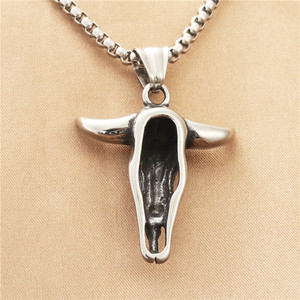Collar con Colgante de Calavera de Toro de Acero Inoxidable para Hombre, Joyería de Moda con Forma de Animal, Estilo Punk Retro 190108 - Product Image 2