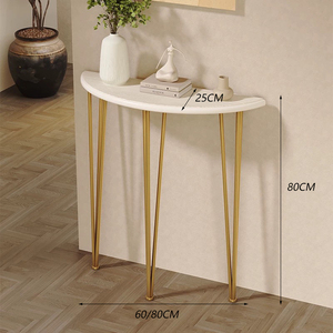 批发现代门厅客厅门厅桌实木顶部金属三角腿理想储物解决方案控制台桌 - Product Image 2