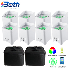 8 projecteurs PAR rechargeables 6x18W RGBWA+UV avec 2 sacs, contrôle WiFi via application, éclairage LED pour scène et fêtes - Product Image 1