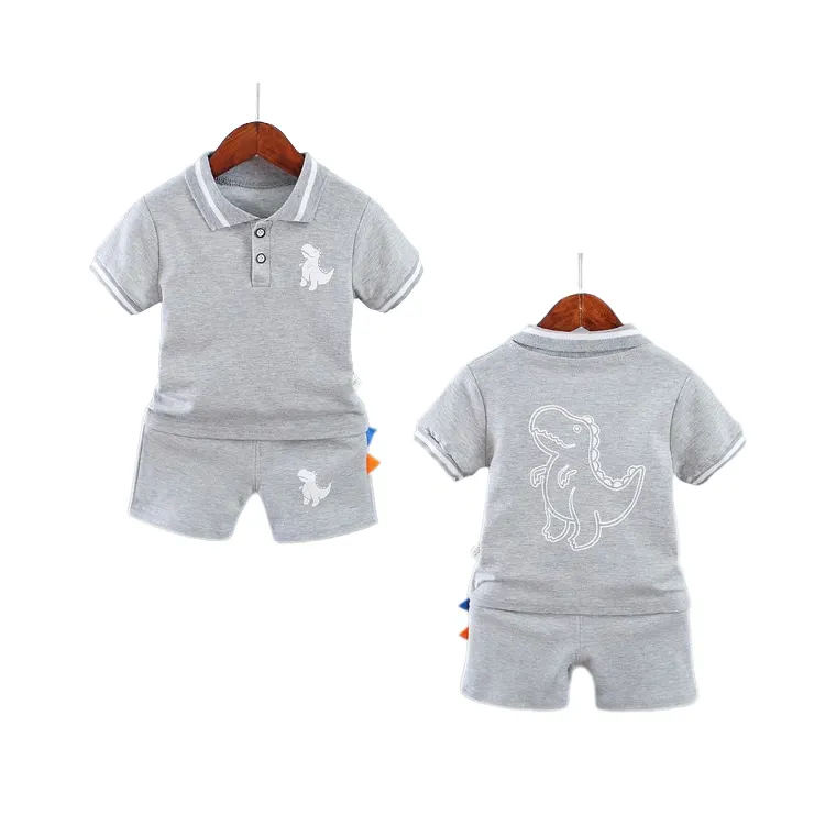 Set pakaian butik bayi, setelan kaus pendek kembali ke sekolah laki-laki baru lahir grosir
