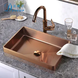 Modernes Roségold Badezimmer Edelstahl Waschbecken Rechteck Hand waschbecken