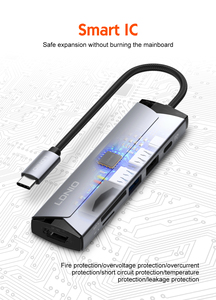 Base <span class=keywords><strong>de</strong></span> Conexión Multifunción USB-C LDNIO DS-56H, PD100W, USB-C Tipo-C a PD3.0, HDMI, USB2.0, Puerto <span class=keywords><strong>de</strong></span> Datos SD TF - Product Image 3