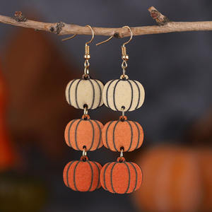 Pendientes de madera creativos nuevos pendientes colgantes de calabaza de tres colores de Acción de Gracias regalos de fiesta de moda para mujeres Uionen 942 - Product Image 1