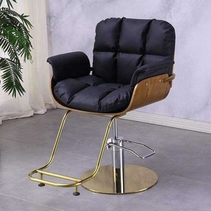 Black Padded Barber Chair Salon Styling Chair Swivel Salon Furniture with Side Support and Footrest - Product Image 2