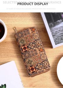 Оптовая продажа Многофункциональный длинный клатч на молнии Ретро женский кошелек модный роскошный пробковый держатель для телефона держатель для кредитных карт кошелек - Product Image 4