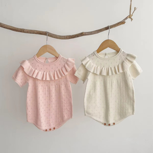 Venta al por mayor verano hueco transpirable gran volante cuello fino mono ropa de bebé recién <span class=keywords><strong>nacido</strong></span> - Product Image 6