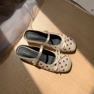 Mary Jane Flat Mules Square Toe Polka Dot <b>Bow</b> Detail Summer Women's Clogs - Product Image 2